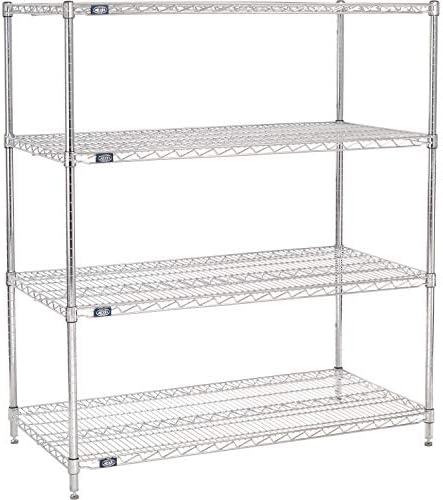 Nexel 24" x 48" x 54", 4 Tier Adjustable Wire Shelving Unit, NSF Listed Commercial Storage Rack, Chrome Finish, leveling feet by Nexel