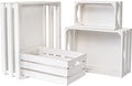 Set of 4 Large Wooden Crates Decorative, Whitewashed Nesting Wooden Crates for Display Rustic, Farmhouse Wooden Storage Container Boxes Made from 100% Wood by MACVAD