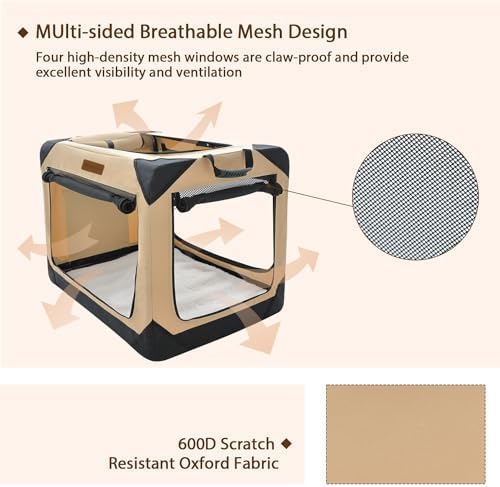 Garnpet Soft Dog Crate for Small Dogs, 4-Door Foldable Collapsible Dog Crate with Soft Sides, Indoor & Outdoor Travel Dog Kennel - Image 4