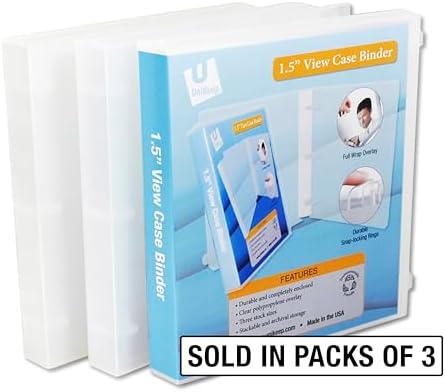 UniKeep 3 Ring View Binder - Binder Case is Fully Enclosed - Available in White, Clear, or Black and in Different Spine Sizes (Pack of 3, Clear, 1.5 Inch) - Image 4