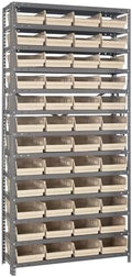 Quantum Storage Systems 1275-107IV Solid Heavy Duty 13 Shelves 48 Economy Ivory Bins 75" H x 36" W x 12" D by QuantumStorageSystems