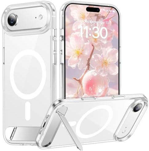 Temdan Designed for iPhone Air Case, [Built-in Invisible Kickstand][Compatible with MagSafe][Military Grade Shockproof] Slim Thin Phone Case 6.5 inch (Clear) by Temdan