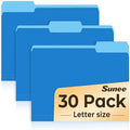 SUNEE File Folders, 30 Pack Manilla Folders 8.5 x 11, Colored File Folders Home Office School Supplies for Documents Files Paper,Blue by SUNEE