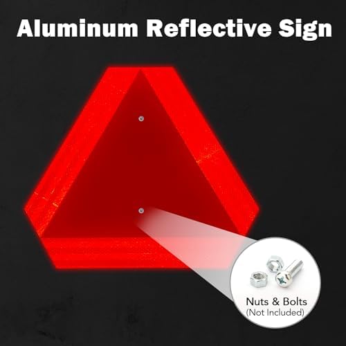 T&R Metal Slow Moving Vehicle Sign, Safety Triangle Sign - 2 Pack - 14 x16 Inches - Reflective, UV Protected, Waterproof, Weatherproof and Fade Resistant Up to 7 Years Outdoor for Golf Cart Tractor - Image 5