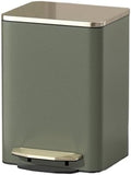 Stylish Modern Smart Trash Can with Soft Close Lid Stainless Steel Step Garbage Can Removable Inner Bucket 21L Capacity PU Leather Outer Layer Army Green Ideal for Bathroom by Unknown