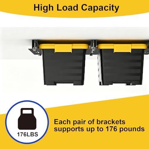 Garage Ceiling Storage Racks, Ceiling Mount Bin Holder, 8 Sets for 7 Bins - Image 7