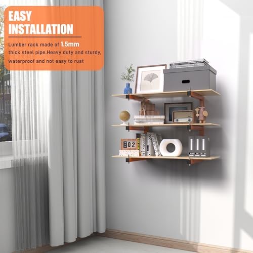 Lumber Rack Wall-Mounted Lumber Storage Rack, Heavy Duty Wood Storage Racks with 9-Level System, 1980 LB Sturdy Garage Wood Organizer, Orange Lumber Metal Racks for Indoor and Outdoor (6 Pack) - Image 4