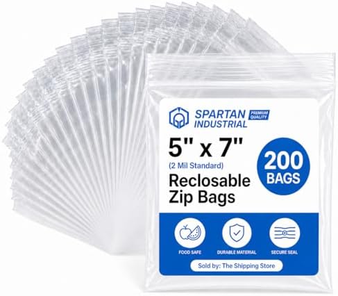 5x7 Plastic Bags for Cards and Envelopes (200 Count) - 2 Mil Clear Zip by SpartanIndustrial