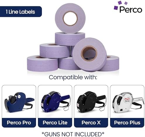 Perco 1 Line Lavender Labels - 32,000 Blank Price and Date Gun Labels for Perco Lite, X, Plus and Pro 1 Line Price and Date Guns - 32 Rolls, 4 Sleeves - Made in USA - Image 2