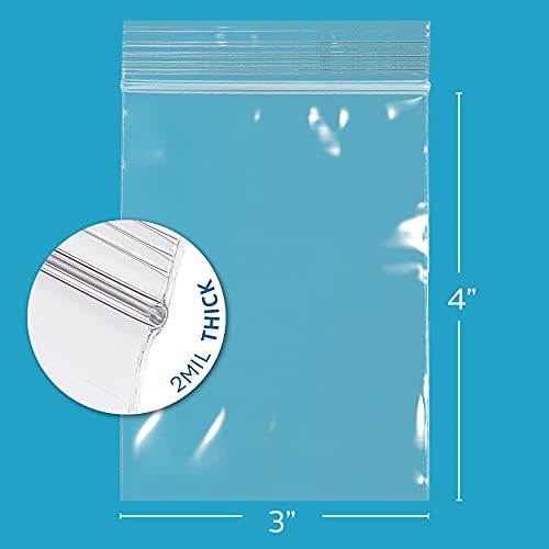 GPI 3" x 4" Zip Bags, 1000 Pack, 2 Mil, Reclosable Jewelry Bags, for Travel - Image 2