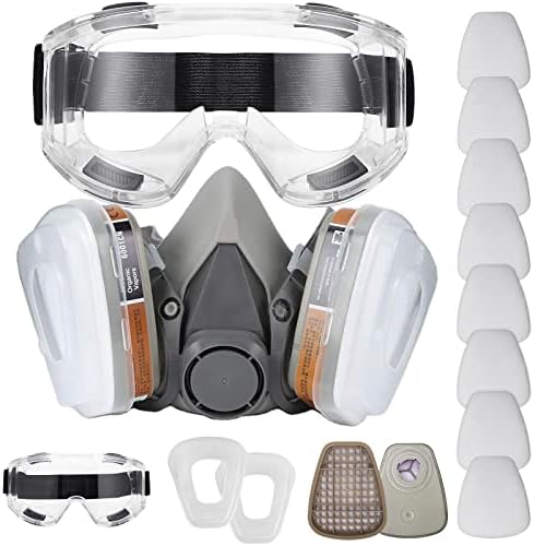 NC Reusable Face Cover Set with Glasses for Gas, Painting, Dust, Machine Polishing, Organic Vapors with Filter Cotton, Staining,Car Spraying,Sanding &Cutting, DIY and Other Work Protection by Unknown