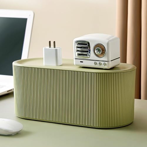 Cable Management Box,Desk Cord Organizer Box with Groove Cover,Plastic Cord Hider Box,Large Cable Box Organizer for Storaging Power Socket/TV/Computer/Router/Games Console Cable (Green) - Image 7