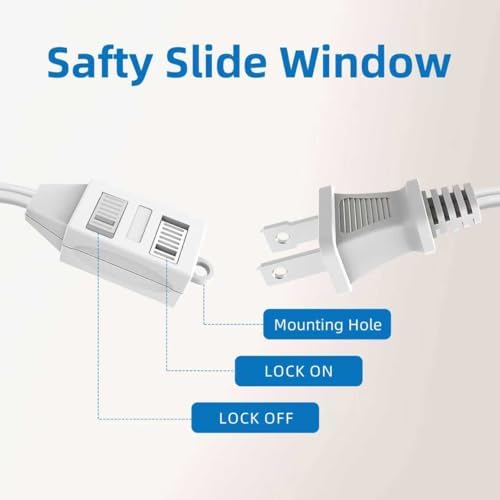TiFFCOFiO Indoor Extension Cord, 2 Prong 10 Feet Extension Cord, 3 Polarized Outlets with Safety Slide Windows,13A/1625W, 16 AWG, 2 Packs (10FT 2 Pack) - Image 2