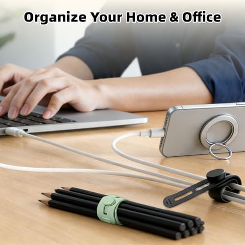 56Pcs Silicone Cable Ties Reusable, Multipurpose Cable Management Organizer, Adjustable Fastening Cable Straps with Locking Buckles, High Elasticity Cord Organizer, Travel Essentials (5.2in, 7Colors) - Image 4