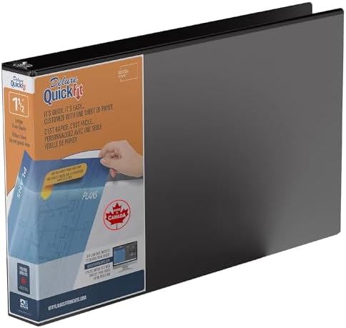QuickFit Heavy Duty 11 x 17 Inch Spreadsheet View Binder, D Ring, Black, Single, 1.5 Inch by DAVISGROUP