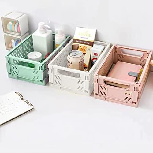 3 Pack Large Plastic Storage Basket for Shelf Organizing, Collapsible Crate Folding Storage Bin for Desk Organizier Stackable Containers for Home Kitchen Classroom Office Bathroom Storage(10x6.5x2.7") - Image 4