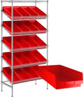 18" x 36" x 74" Heavy-Duty Commercial Chrome Shelving Unit with 20 Red Storage Bins - Metal Wire Utility Shelf for Tool, Office, Garage, and Warehouse Organization - Durable Storage Cabinet by Zedfire