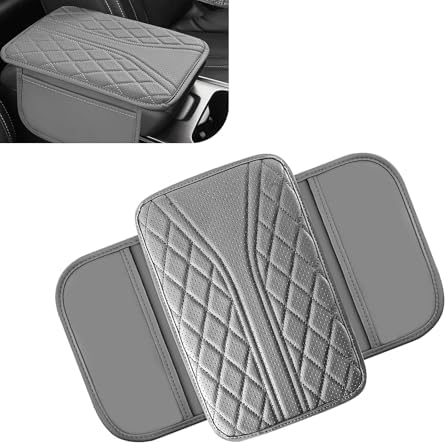 Car Center Console Cover, Breathable Fiber Leather Car Armrest Cover with 2 Storage Bags, Universal Vehicle Center Console Pad, Universal for SUV, Sedan, Truck (Gray) by Unknown