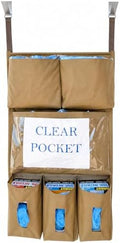 It's Sew EZ Personal Protection Equipment (PPE) Isolation Door Caddy - 6 Pockets - NFPA-701 Fire Retardant Nylon Oxford with Two Stainless Steel Hooks included (Tan, 6 pockets) by Unknown
