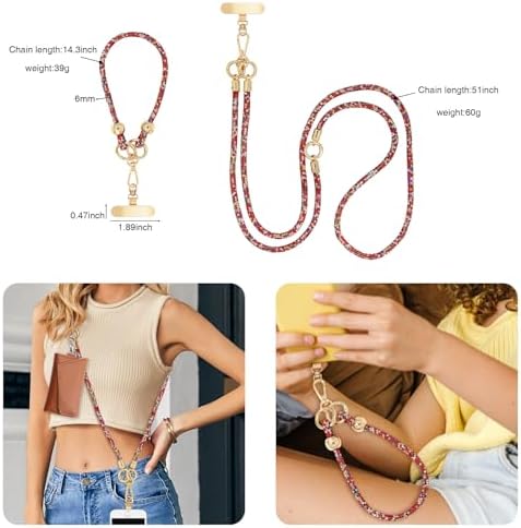 Crystal Phone Strap Crossbody and Wrist Lanyard, Anti Theft Layered & Wrist Strap Cell Phone Neck for Women - Image 5