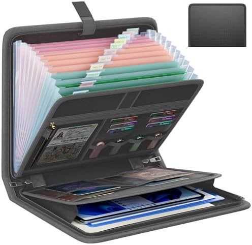 Fireproof Accordion File Organizer, Expanding File Folder with 13 Pockets by Huolewa