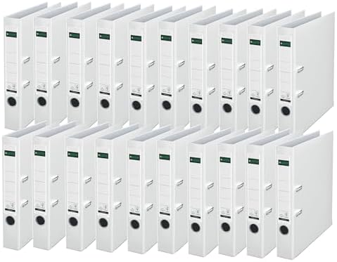 Leitz Quality Folder 180° Plastic, Pack of 20, the Original, DIN A4 Lever Arch File 5.2 cm, Slim, Plastic Folder with PP Laminated Cover, with 180° Mechanism, White, 10155001 by Leitz