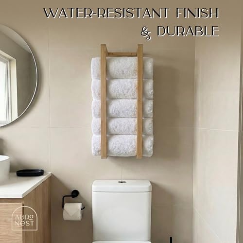 Bamboo Towel Racks - Vertical Wood Towel Rack Bamboo Bathroom Accessories, Storage, Wall Towel Rack for Rolled Towels for Bathroom Furniture, Spa Furniture and Decor - Image 5