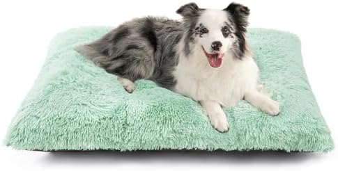 EHEYCIGA Fluffy Dog Crate Bed, Plush Extra Large Dog Pillow, Apple Green by EHEYCIGA