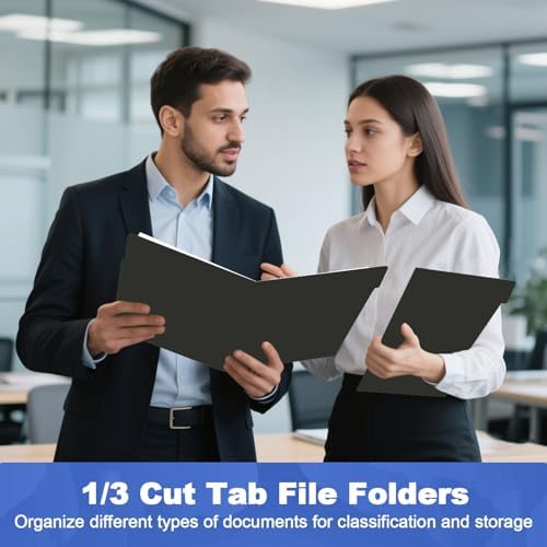 File Folder, HERKKA 30 Pack 1/3 Cut Tab File Folders, File Folders Great for Organizing and Filing, Letter Size, Black - Image 7