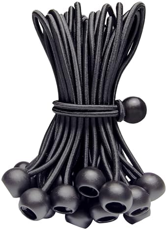 Bungee Cords with Balls 35PCS, 12 Inch Heavy Duty Ball Bungees for Canopy Tarp, Tent, Outdoor, Black Elastic Ties for Secure Hold – No Odor, Durable, UV Resistant (35, B12) by Kydavoo
