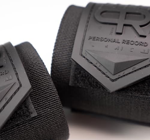 PR Personal Record Elbow Wraps for Weightlifting - Heavy Duty Construction, 25% More Elasticity, Reinforced Stitching, Extra Wide Fastener, Easy to Adjust, All Black - Image 3