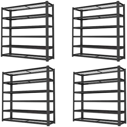 6-Tier Heavy Duty Garage Shelving, 6,000 lbs Capacity Adjustable Metal Storage Shelving Unit for Garage, Basement, Warehouse & Workshop, 62" W x 24" D x 84" H by LIJIUHOME