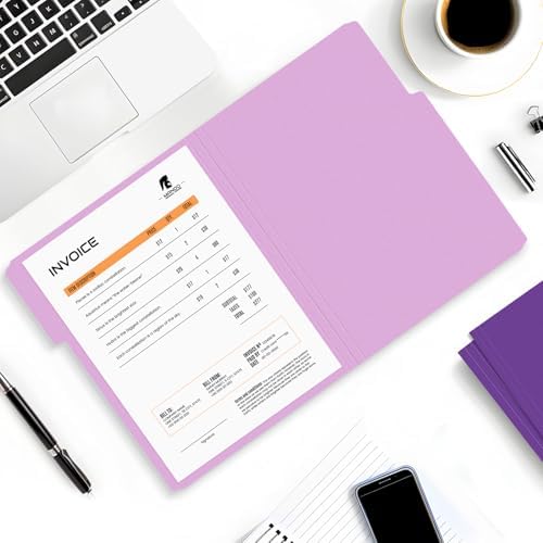 SUNEE File Folders, 120 Pack Manilla Folders 8.5 x 11, 1/3 Cut Tab for Easy Labeling and Organization, Durable Standard Paper for Home, Office, School Filing, Purple - Image 5