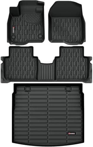 Floor Mats & Cargo Liner Compatible with Honda CR-V 2023 2024 2025 2026 (Include Hybrid), Full Set All Weather Protection 1st, 2nd Row Car Liners & Trunk Mat, Black by AUTOBULL