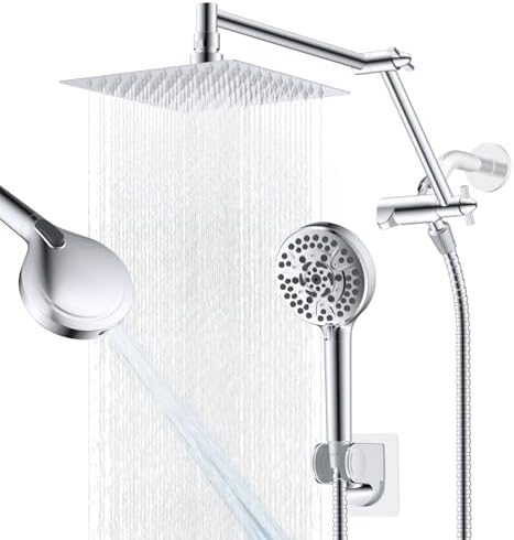 Metal Rain Shower Head with Handheld, 8“ High-Pressure Showerhead,10-Mode by iFealClear