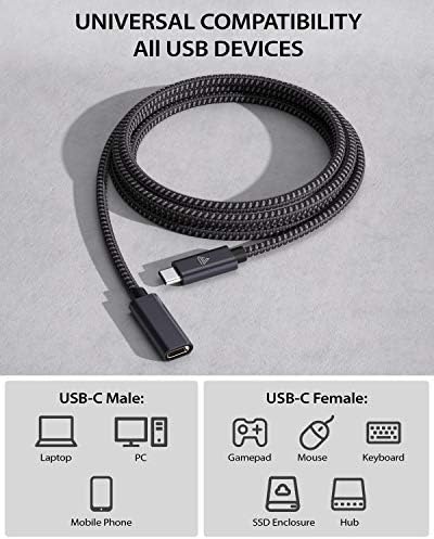 Faracent USB Type C Extension Cable 2Packs 1.5ft USB 3.2 Male to Female - Image 5