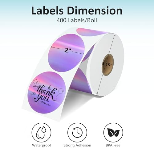 JOYIT 2'' Pink Holographic Thermal Labels - 400pcs Thermal Printer Labels - Image 2