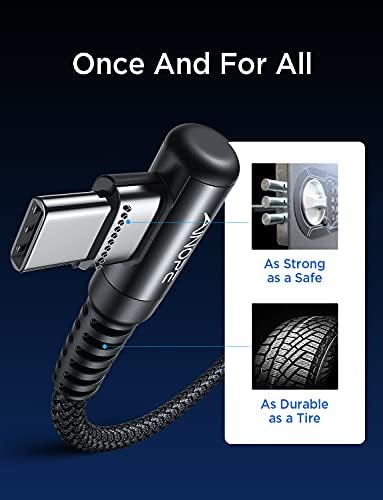 AINOPE USB C Cable 60W 2-Pack 6.6ft Nylon Braided USB C to USB C Cable Type C Charger Fast Charging Right Angle USBC Cable Charger Cord for iPhone 16 Pro Max 15 Plus Samsung S24 S23 iPad Pro Black - Image 6