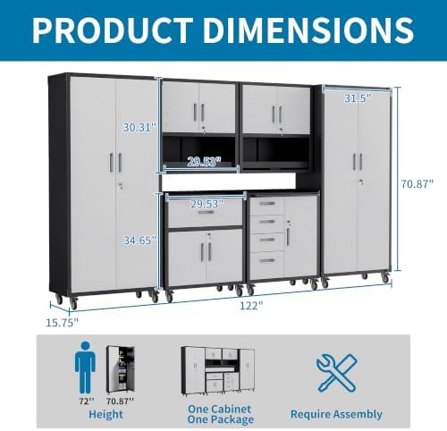 6-Piece Garage Storage Cabinets System Heavy Duty Workshop Set - Image 2