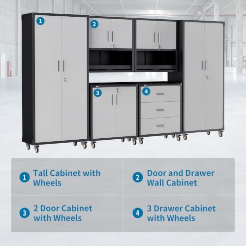 6-Piece Garage Storage Cabinets System Heavy Duty Workshop Set - Image 4