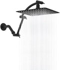 Hibbent All Metal 10'' Rain Shower Head, 16'' Extension Arm, Matte Black by Hibbent