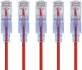 Monoprice SlimRun Cat6A Ethernet Patch Cable - Snagless RJ45 UTP Pure Bare Copper Wire 10G 30AWG 2ft Red 5-Pack by Monoprice