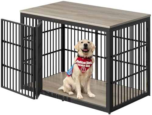 Lyromix 54" Dog Crate Furniture with Foldable Door, Grey by Lyromix
