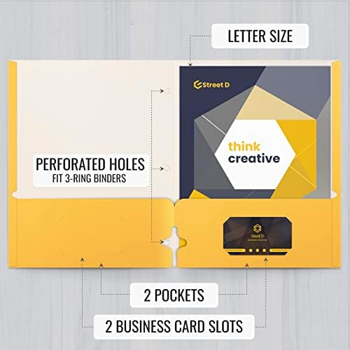 Better Office Products Two Pocket Portfolio Folders, 50-Pack, Yellow, Letter Size Paper Folders, 50 Pieces, Yellow - Image 2