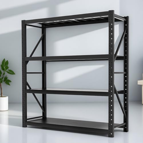 3000LBS Heavy Duty Storage Shelves,Adjustable Metal Garage Shelving Units, Industrial Shelving for Warehouse & Commercial Storage (Black, W71*D24*H71) by Unknown
