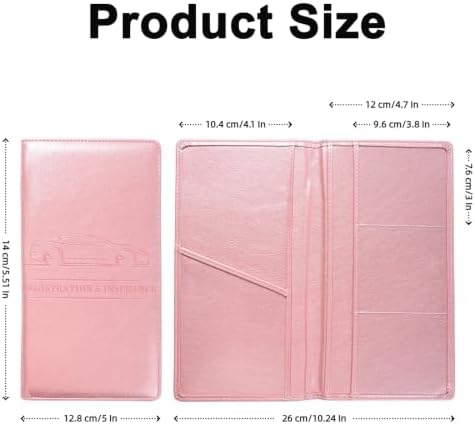 Car Registration and Insurance Card Holder, PU Leather, Pink - Image 2