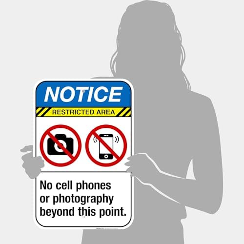 No Cell Phones Or Photography Beyond This Point Sign, ANSI Notice Sign, - Image 4