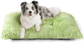 EHEYCIGA Fluffy Dog Crate Bed for Large Dogs, Plush Faux Fur Pad, Green by EHEYCIGA