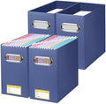 BALEINE 4PK File Organizer Box, Cardboard File Folder Organizer with Handle by BALEINE
