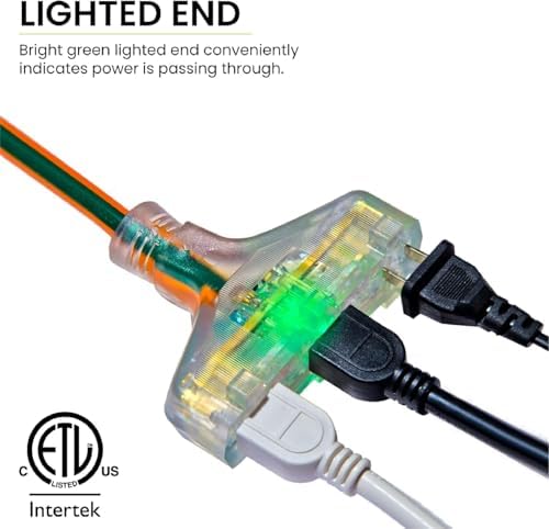 GoGreen Power Inc. (G-15250-2) 12/3 50' 3 Outlet Heavy Duty Extension Cord - Orange, 50ft, 2 Pack - Image 3